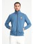 Indigo Tam Fermuarlı Dik Yaka Armalı Erkek Sweatshirt 3