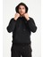 Siyah Kanguru Cepli Kapüşonlu Erkek Sweatshirt 3