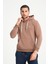 Kahve Kanguru Cepli Kapüşonlu Erkek Sweatshirt 4