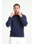Lacivert Kanguru Cepli Kapüşonlu Erkek Sweatshirt 2