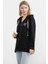 Yarım Fermuarlı Kapüşonlu Sweatshirt - Siyah 2