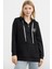 Yarım Fermuarlı Kapüşonlu Sweatshirt - Siyah 3