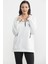 Yarım Fermuarlı Kapüşonlu Sweatshirt - Ekru 2