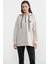 Yarım Fermuarlı Kapüşonlu Sweatshirt - Taş 1