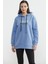 Kapüşonlu Içi Pamuklu Kalın Sweatshirt - Mavi 1