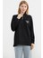 Dik Yaka Yarım Fermuarlı Sweatshirt - Siyah 4