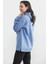 Kapüşonlu Içi Pamuklu Kalın Sweatshirt - Mavi 3