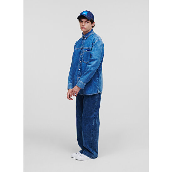 Karl Lagerfeld Jeans Normal Mavi Erkek Denim Gömlek 231D1602_KLJ Regular Denım Shırt