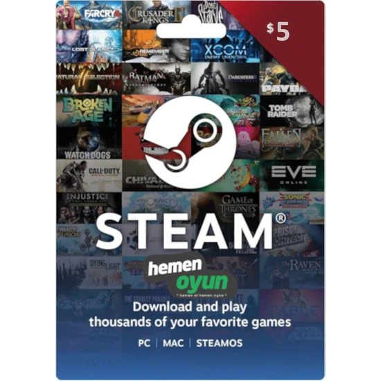 HemenOyun Steam Gift Card 5 Usd Dolar Cüzdan Kodu