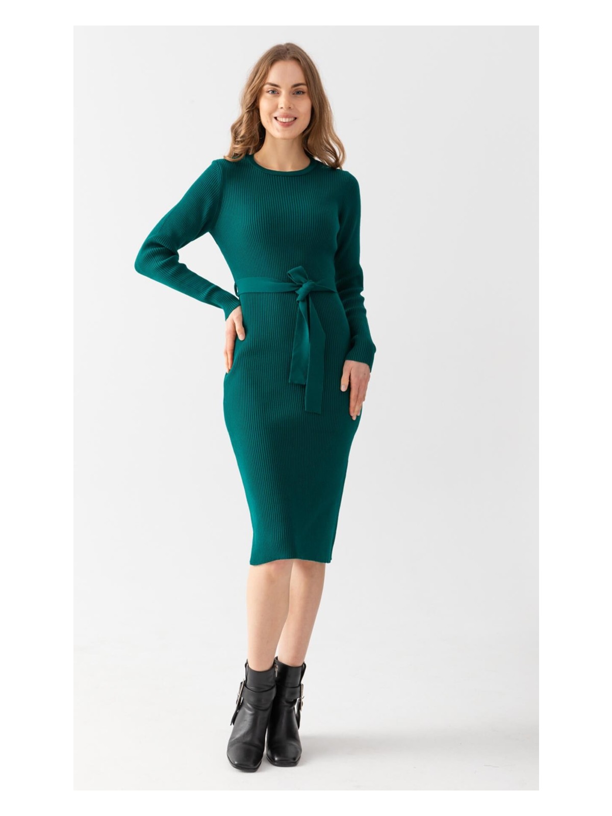 Irmak Kerekli Bisiklet Yaka Fitilli Triko Elbise 4080 - Görsel 4