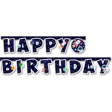 Kidspartim Uzay Temalı Happy Bırthday  Uzar Yazı Banner