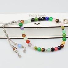 Tesbih Pasajı Karışık Renk ve Özellikte Doğal Taş Tesbih (8 x 8 Mm) TP00
