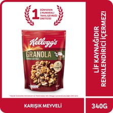 Kellogg's Granola Karışık Meyveli 340 Gr; %45 Yulaf içerir; Lif Kaynağı; %20 Kurutulmuş Meyve içerir