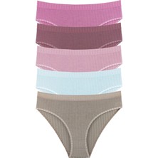 Sensu Kadın Fitilli Soft Renkler 5li Slip Külot Set -  KTS3053