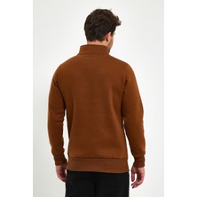 Amazing Crash Yüksek Yaka Yarım Fermuarlı Basic Sweatshirt