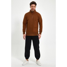 Amazing Crash Yüksek Yaka Yarım Fermuarlı Basic Sweatshirt