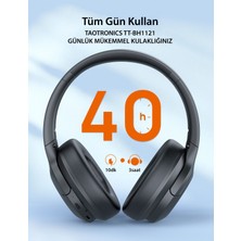 TaoTronics TT-BH1121 40 mm Sürücülü Kafaüstü Bluetooth Kulaklık 20 Saat Müzik BT 5.3 Çift Cihaz Desteği - Siyah