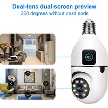 Filli Kutum Panoramik LED Ampul Çift Kamera Wifi 360 Derece Panoramik Görüntüleme Kablosuz Ev Gözetleme Kamerası Gece Görüş Çift Yönlü Ses Akıllı Hareket Algılama