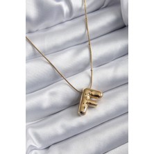 Acousticworld 316L Çelik Gold Renk Bubble "f" Harf Model Kadın Kolye