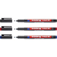 Edding 142 M Asetat Mavi Siyah Kırmızı Kalemi 3 Adet