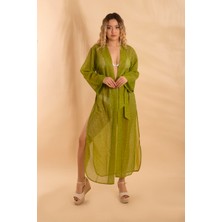 Bonitas Yırtmaçlı Simli Uzun Pareo F.yeşil BNTS-22123