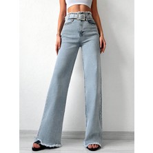 Cms Kemerli Kar Yıkama Yüksek Bel Wide Leg Jean