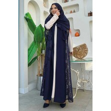 Bym Fashion Dantel Abaya 7884 Lacivert