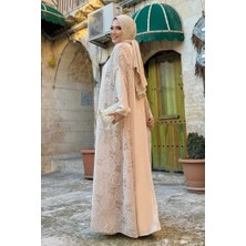 Bym Fashion Dantel Abaya 7884 Taş