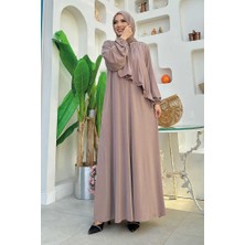 Bym Fashion Dantel Detay Şallı Namaz Feracesi 6010 Vizon