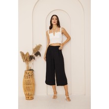 Darlin Moda Siyah Yüksek Bel Bol Paça Pantolon DM3003