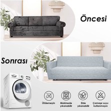 riselerhome Taş gri  Jakarlı Düz Desen Esnek Kanepe Kılıfı Tamıkı Koltuk Örtüsü 3+3+1+1 Yıkanabilir Koltuk Kılıfı Kanepe Çekyat Örtüsü
