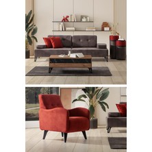 Sandalie Avrupa 3+1 Salon&oturma Odası Koltuk Takımı - Antrasit&bordo