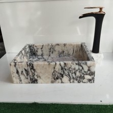 Sipahi Marble Menekşe Mermer Gizli Giderli Kare Lavabo