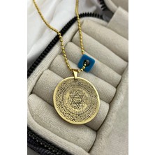 Mervenin Yazı Atölyesi Hz. Süleyman Mührü Yazılı Plaka Gold Kolye