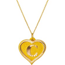 Bilezikci C Harfi 14 Ayar Kalpli Altın Kolye