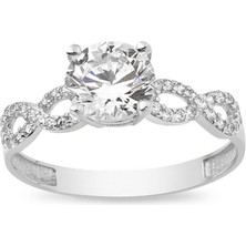 Bilezikci Sonsuzluklu Tektaş 14 Ayar Beyaz Altın Yüzük