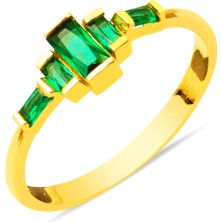 Bilezikci Yeşil Baget Taşlı 22 Ayar Altın Yüzük