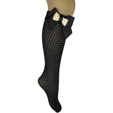 Finetoo Romina Kurdele Aksesuarlı Çocuk Dizaltı Çorap Siyah