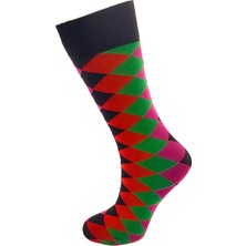 Finetoo Veron Daymod Desenli Renkli Orta Kalın Çocuk Dizaltı Çorap