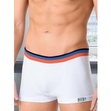 Finetoo Terletmeyen Soft Desenli Renkli Erkek Boxer Iç Çamaşır  Beyaz
