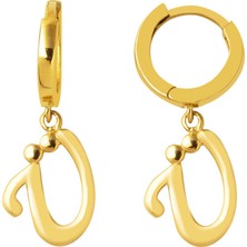 Bilezikci Ü Harf 14 Ayar Sarı Altın Sallantılı Küpe