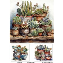 Lineart Pirinç Dekopaj Kağıdı LA-KAKTUS22