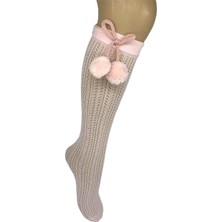 Finetoo Peri Ponpon Aksesuarlı Çocuk Dizaltı Çorap 2 5 Yaş