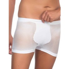 Finetoo  Emay Fileli Soft Yumuşak Özel Tasarım Erkek Boxer Beyaz