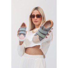 Elit Shoes Alison Doğal Deri Materyal Kauçuk Taban Füme-Pudra Kadın Sneakers 008