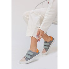 Elit Shoes Alison Doğal Deri Materyal Kauçuk Taban Füme-Pudra Kadın Sneakers 008