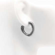 NorthShore Butik Desenli Halka Damla Model Butik Işlemeli Ince Geçirmeli 316L Çelik Erkek Küpe