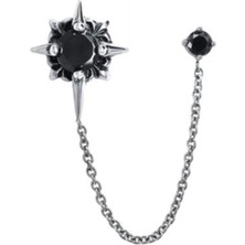 NorthShore Çift Kombin Diken Gotik Double Cross Zincirli Zirkon 316L Çelik Küpe (Tekli)