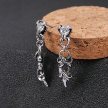 NorthShore Gotik Aksesuarlı Sallantılı Çivi Model Beyaz Üçgen Zirkon Taşlı Vintage Erkek 316L Çelik Küpe