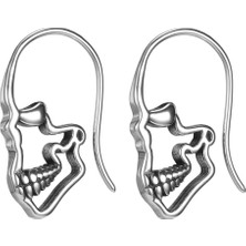 NorthShore Skull Gotik Geçirmeli Gri 316L Erkek Çelik Küpe (Çift)